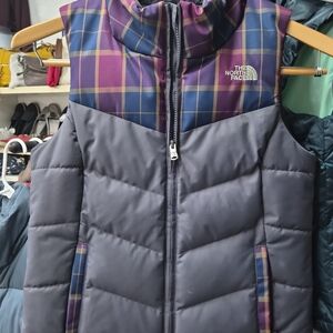 The North Face Purple and Blue Plaid Vest